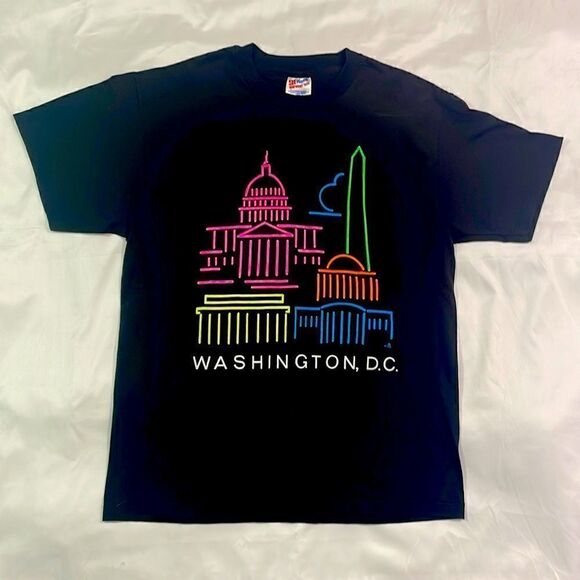 Vintage Single Stitch Washington D.C. Neon Monument Tee - Picture 1 of 5